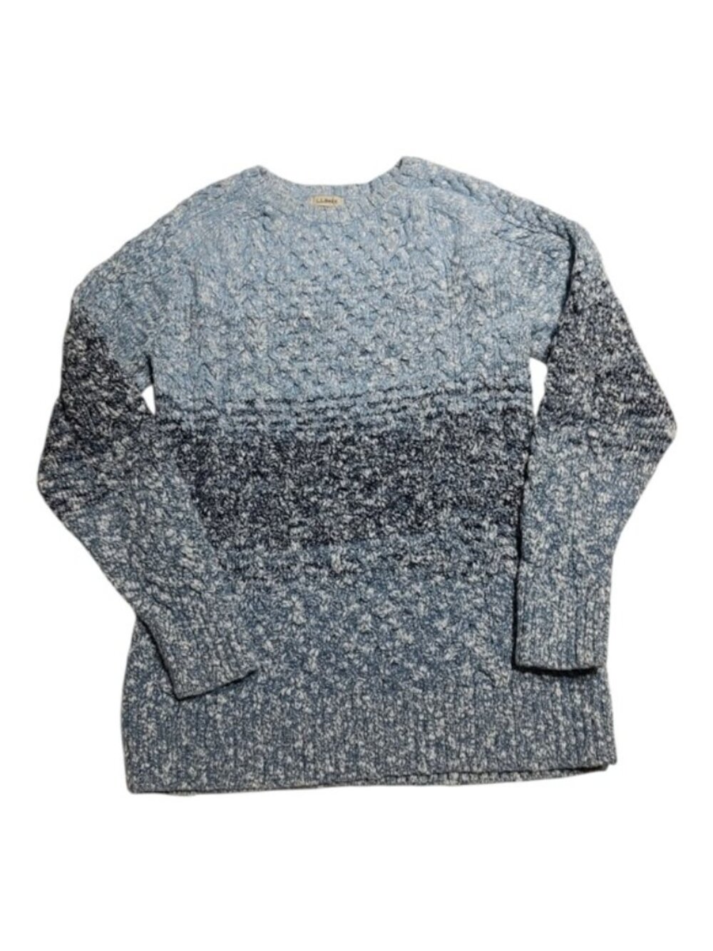 LL Bean Blue Ombre Honeycomb Knit Cotton Sweater XS